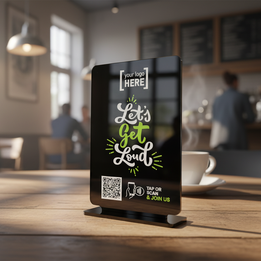 Google Review Table Talker T-Shape with your logo