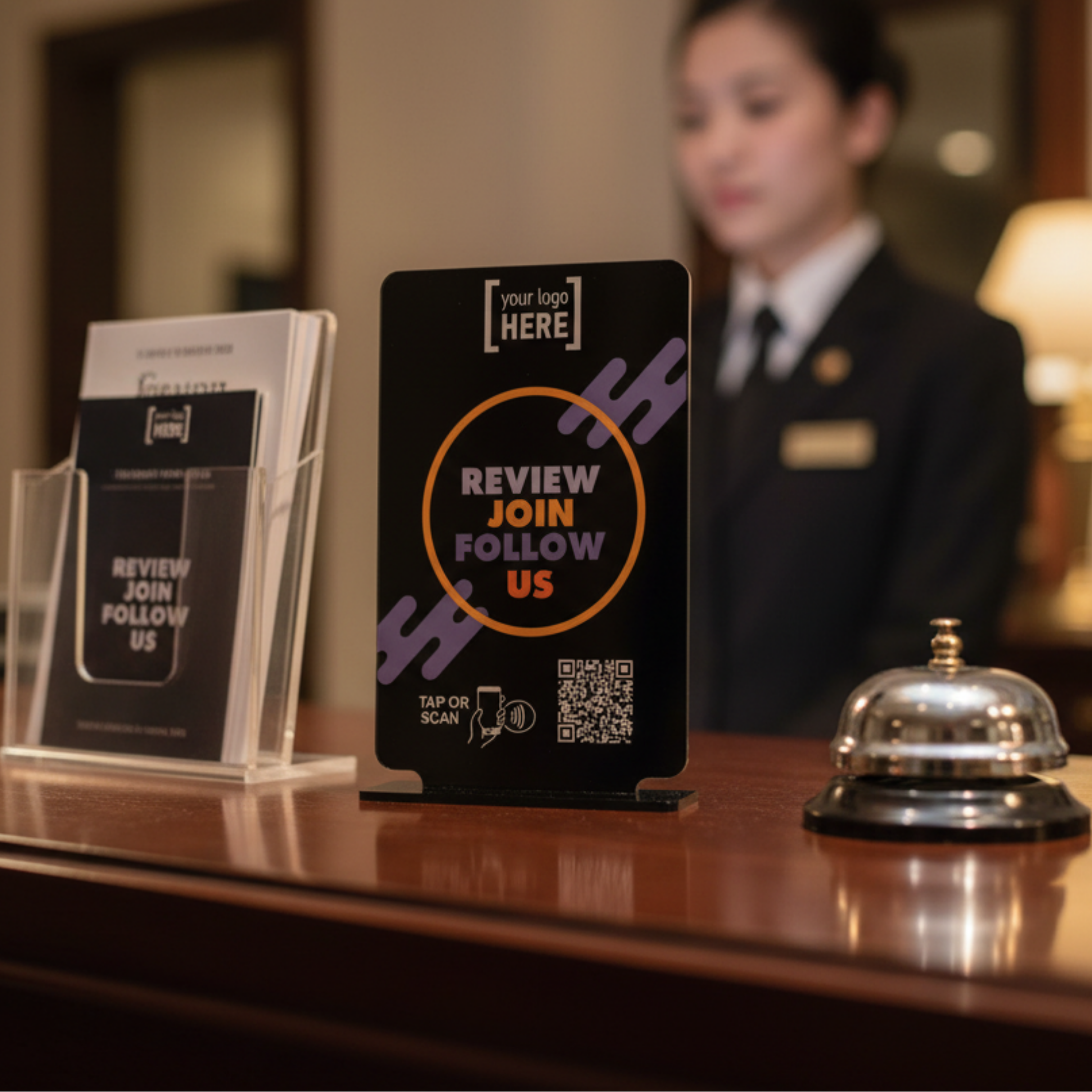 Google Review Table Talker T-Shape with your logo