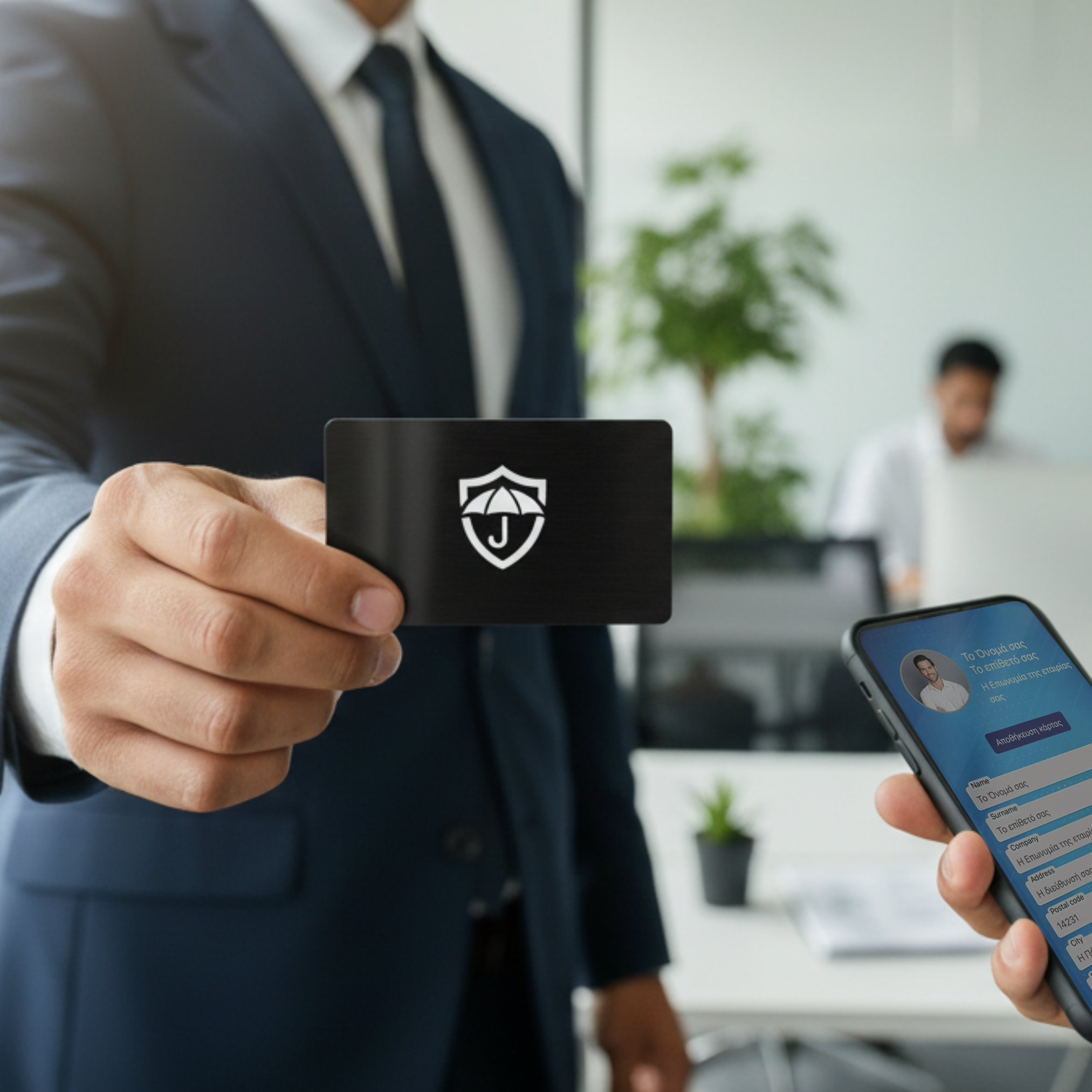 NFC Business Card Metal Black (Ανοξείδωτο ατσάλι)