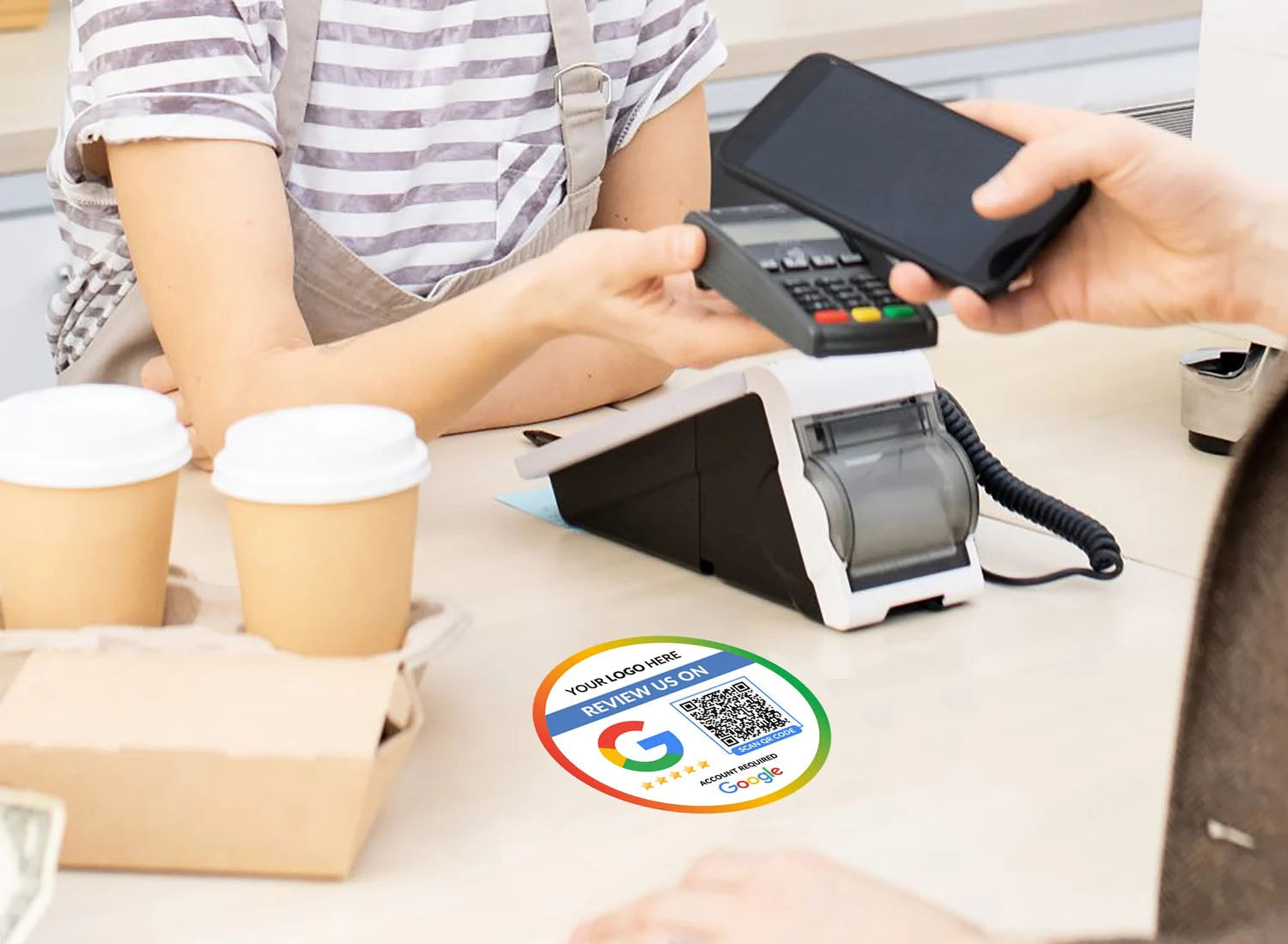 Smart-Tap, Google Review Sticker με QR Code με το λογότυπό σας.