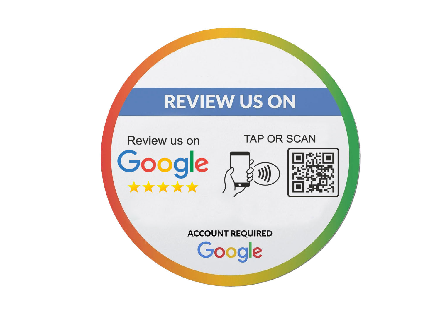 Smart-Tap, Google Review Sticker με NFC/QR Code χωρίς το λογότυπό σας.