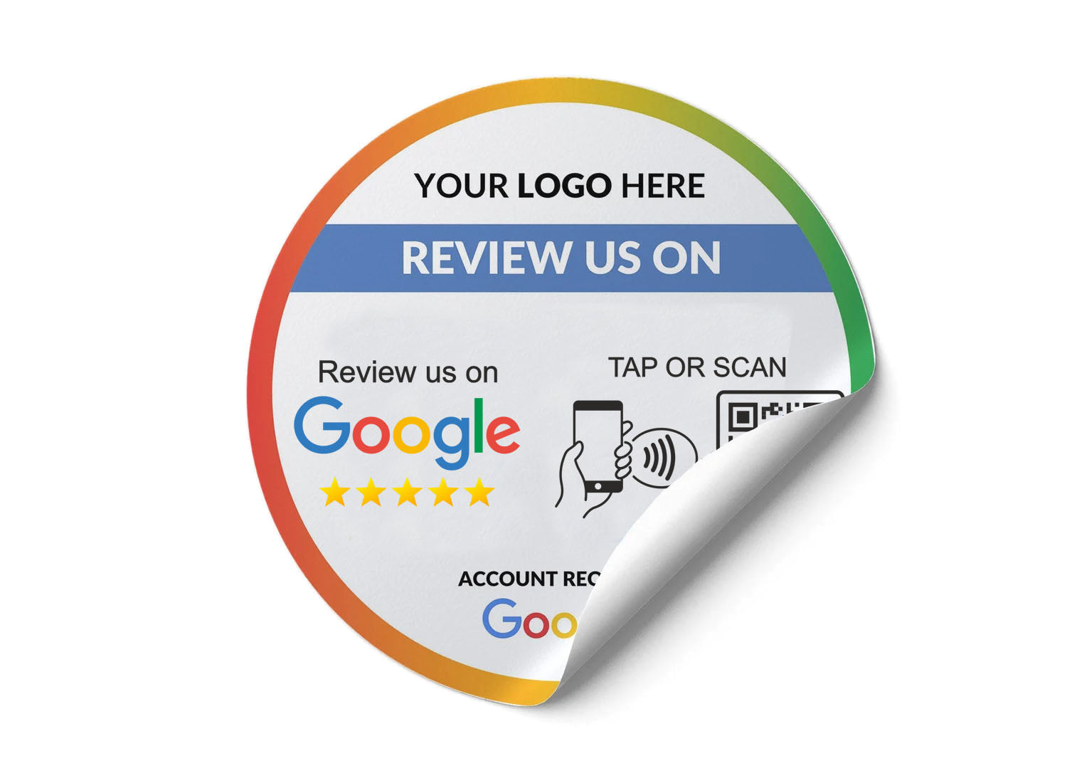Smart-Tap, Google Review Sticker με NFC/QR Code με το λογότυπό σας.