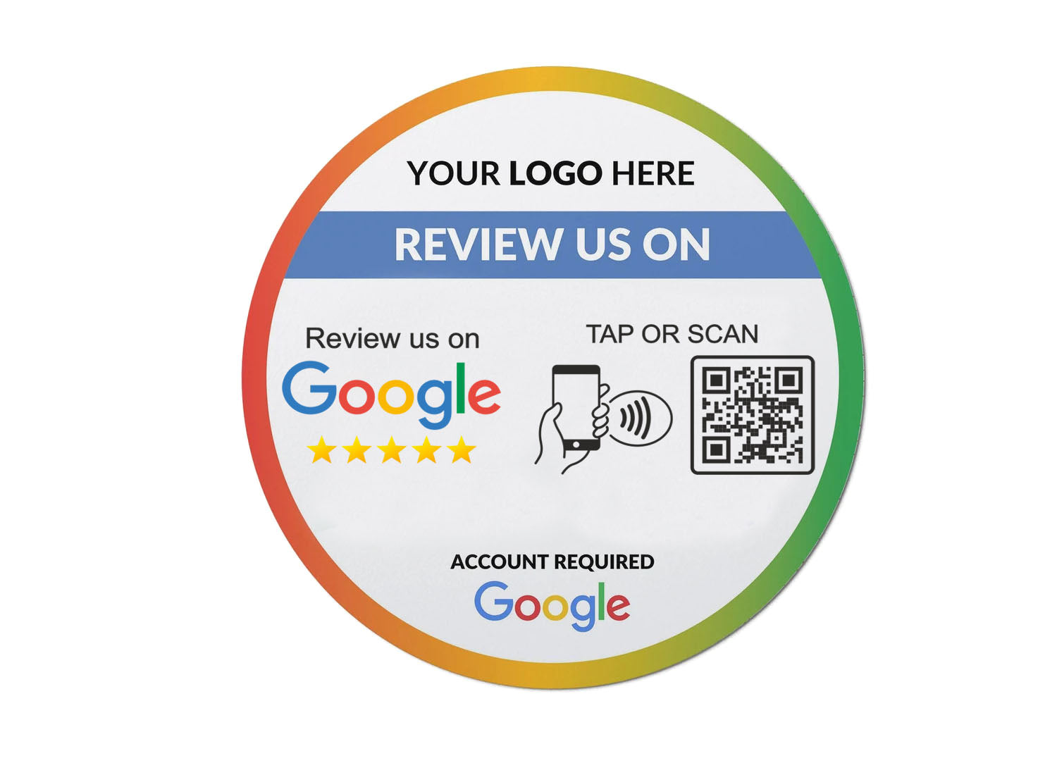 Smart-Tap, Google Review Sticker με NFC/QR Code με το λογότυπό σας.
