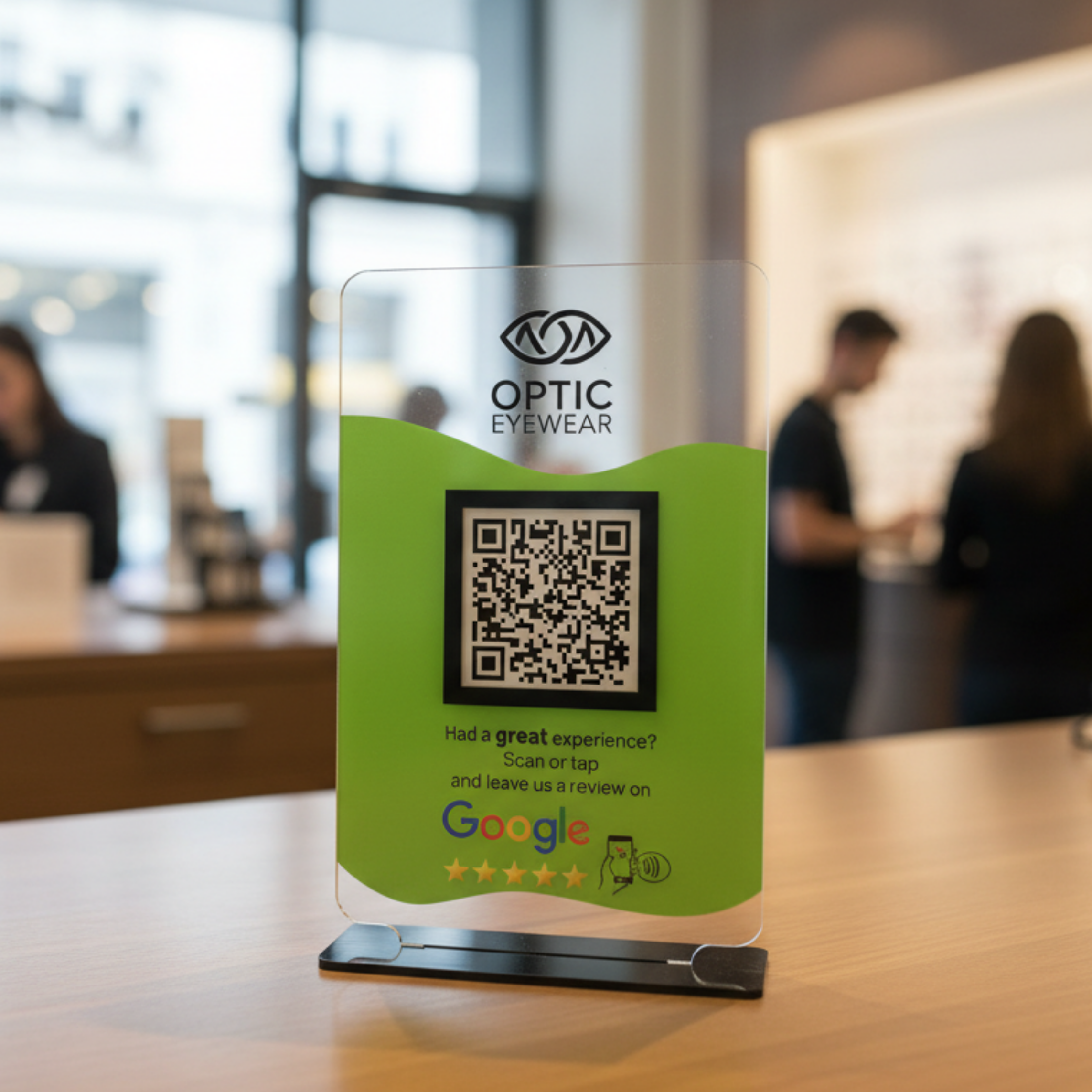 Table Talker T-Shape με χρωματιστό αυτοκόλλητο και το λογότυπό σας.