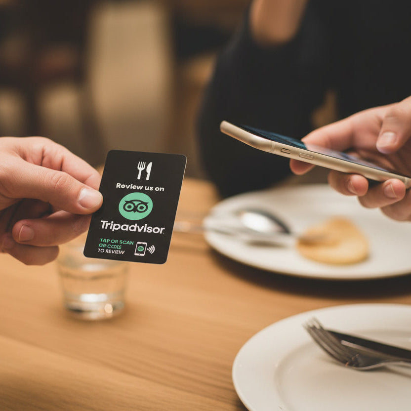 NFC TripAdvisor Review Card PVC-Μαύρη ή Άσπρη με το λογότυπό σας