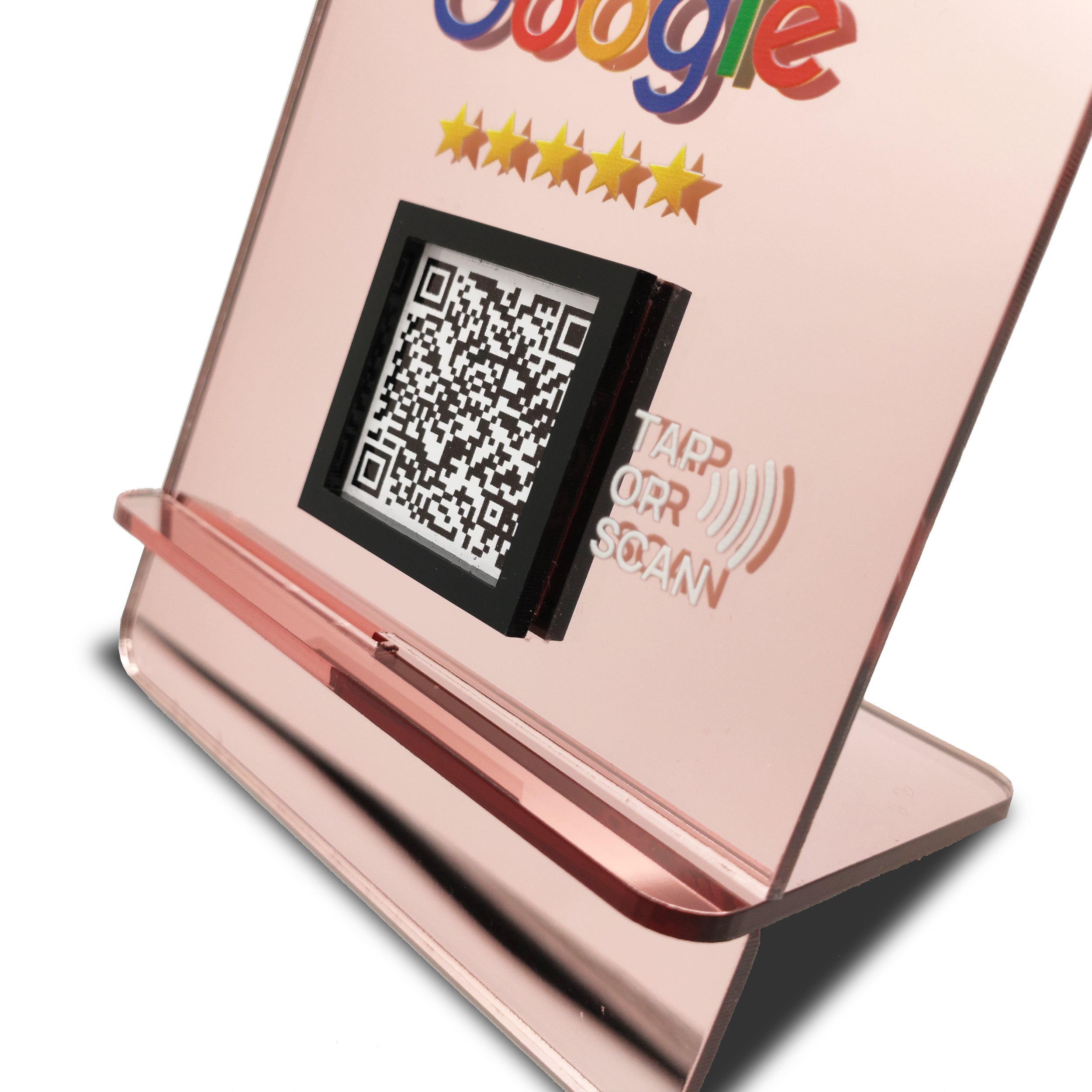 Google Review Table Talker L-Shape Flat Ροζ-Χρυσό Καθρέφτης με το λογότυπό σας
