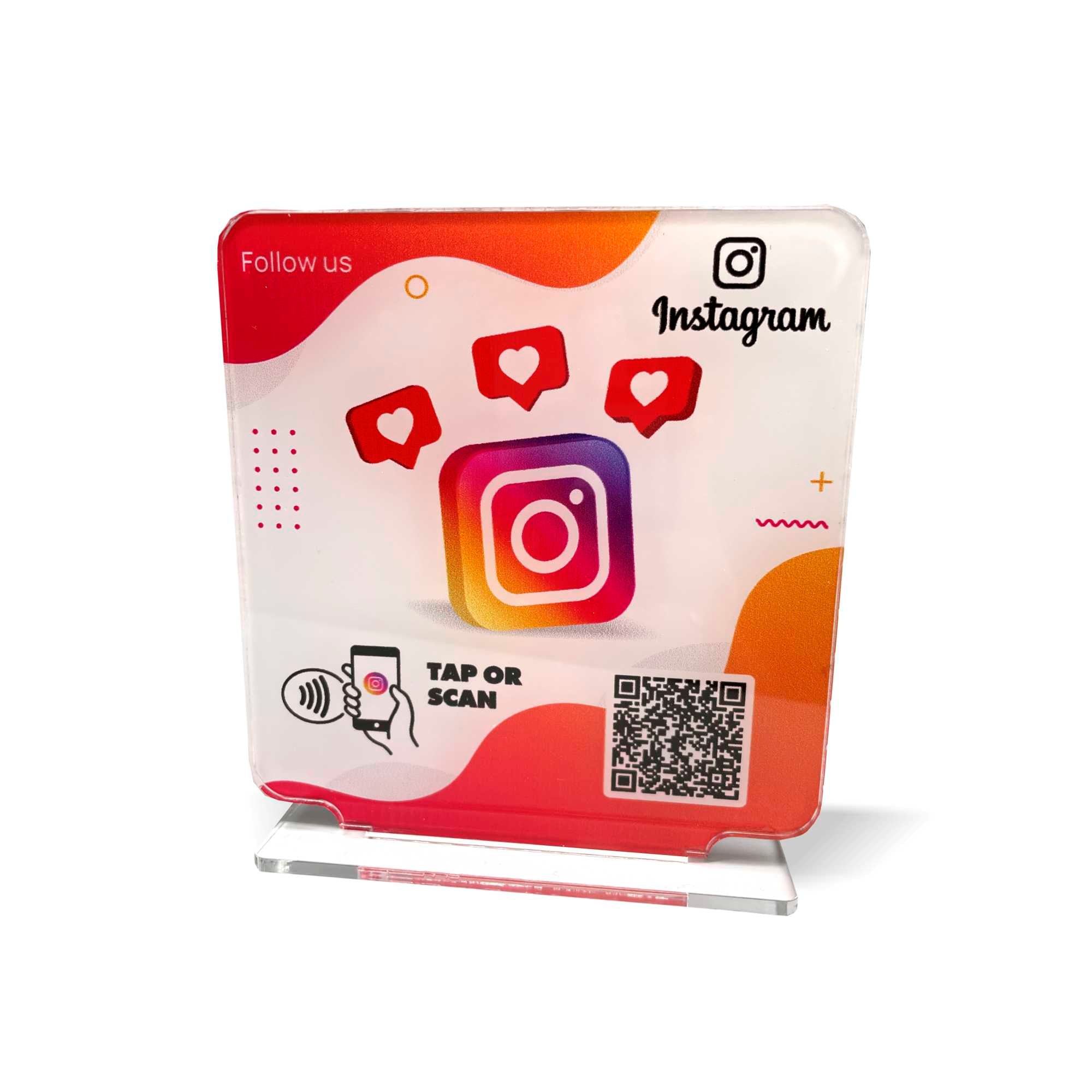 Smart-Tap, Instagram Table Talker με NFC/QR Code, T-Shape χωρίς το λογότυπο σας. Σχέδιο 1