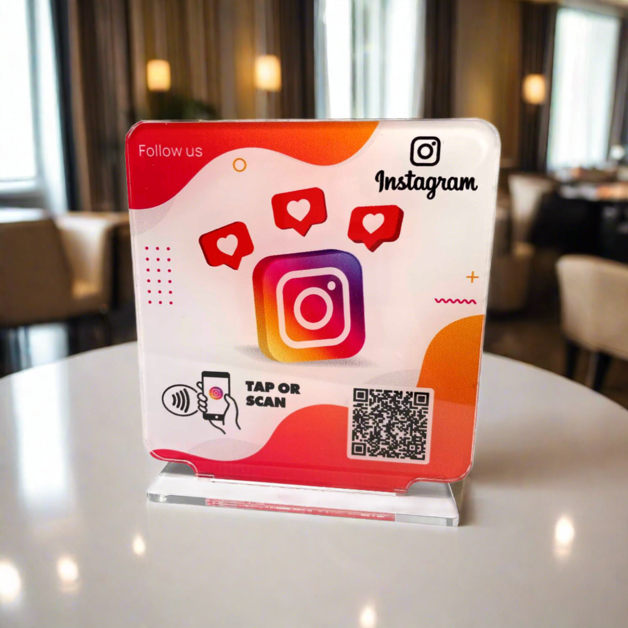 Smart-Tap, Instagram Table Talker με NFC/QR Code, T-Shape χωρίς το λογότυπο σας. Σχέδιο 1
