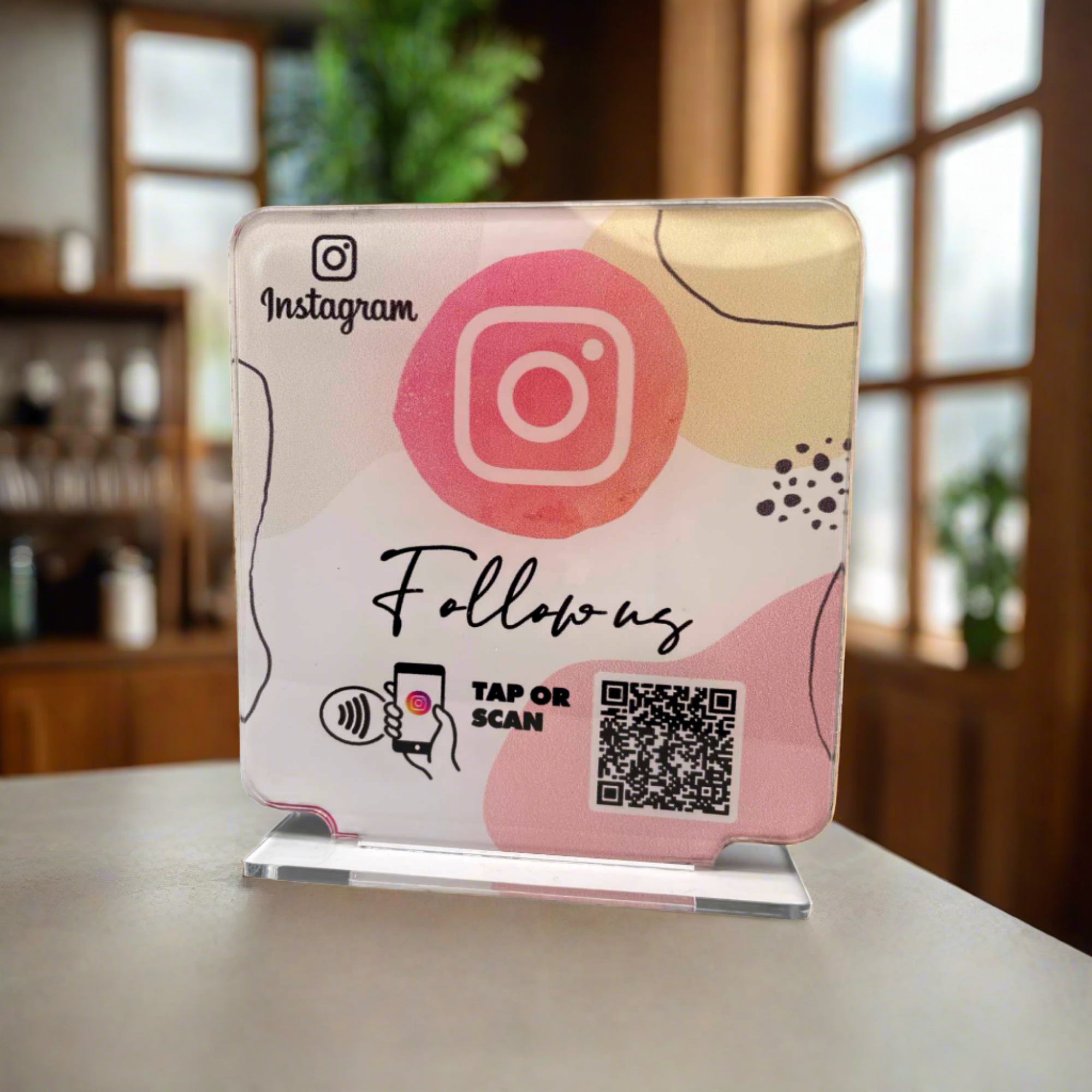 Smart-Tap, Instagram Table Talker με NFC/QR Code, T-Shape χωρίς το λογότυπο σας. Σχέδιο 2