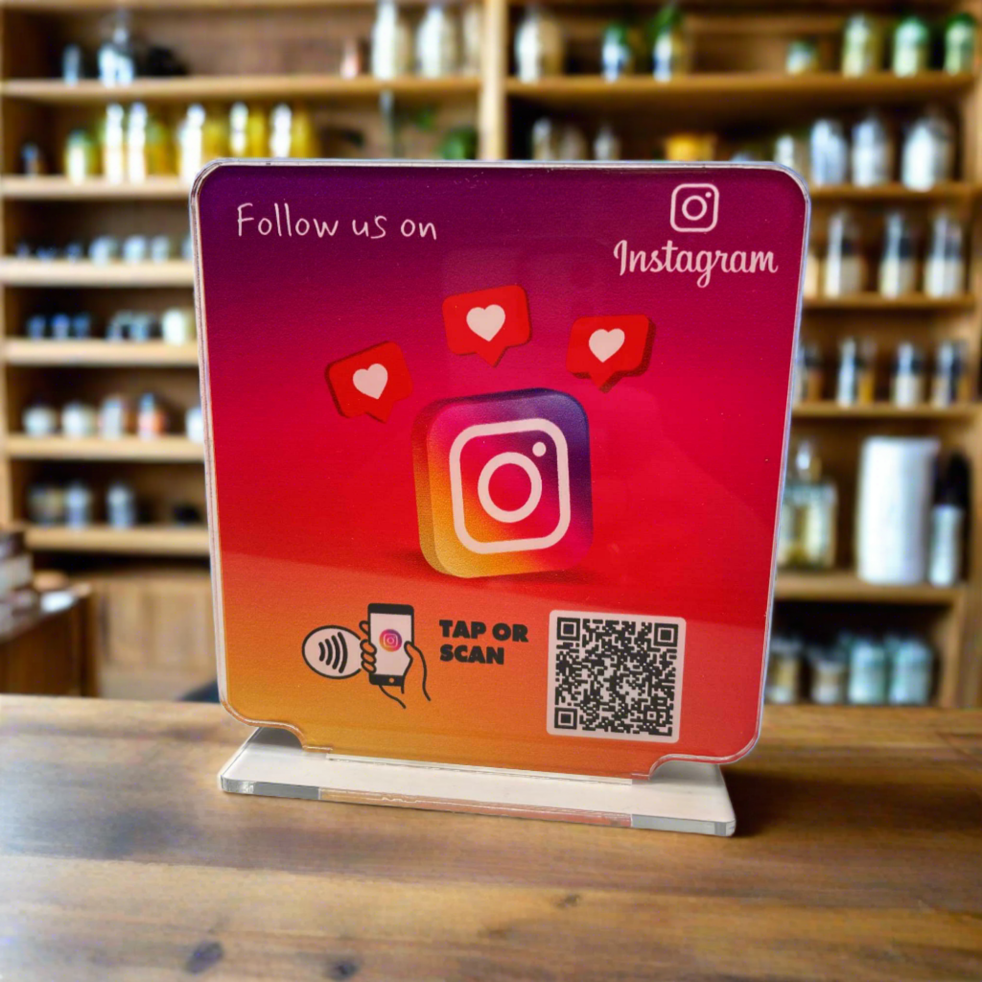 Smart-Tap, Instagram Table Talker με NFC/QR Code, T-Shape χωρίς το λογότυπο σας. Σχέδιο 3
