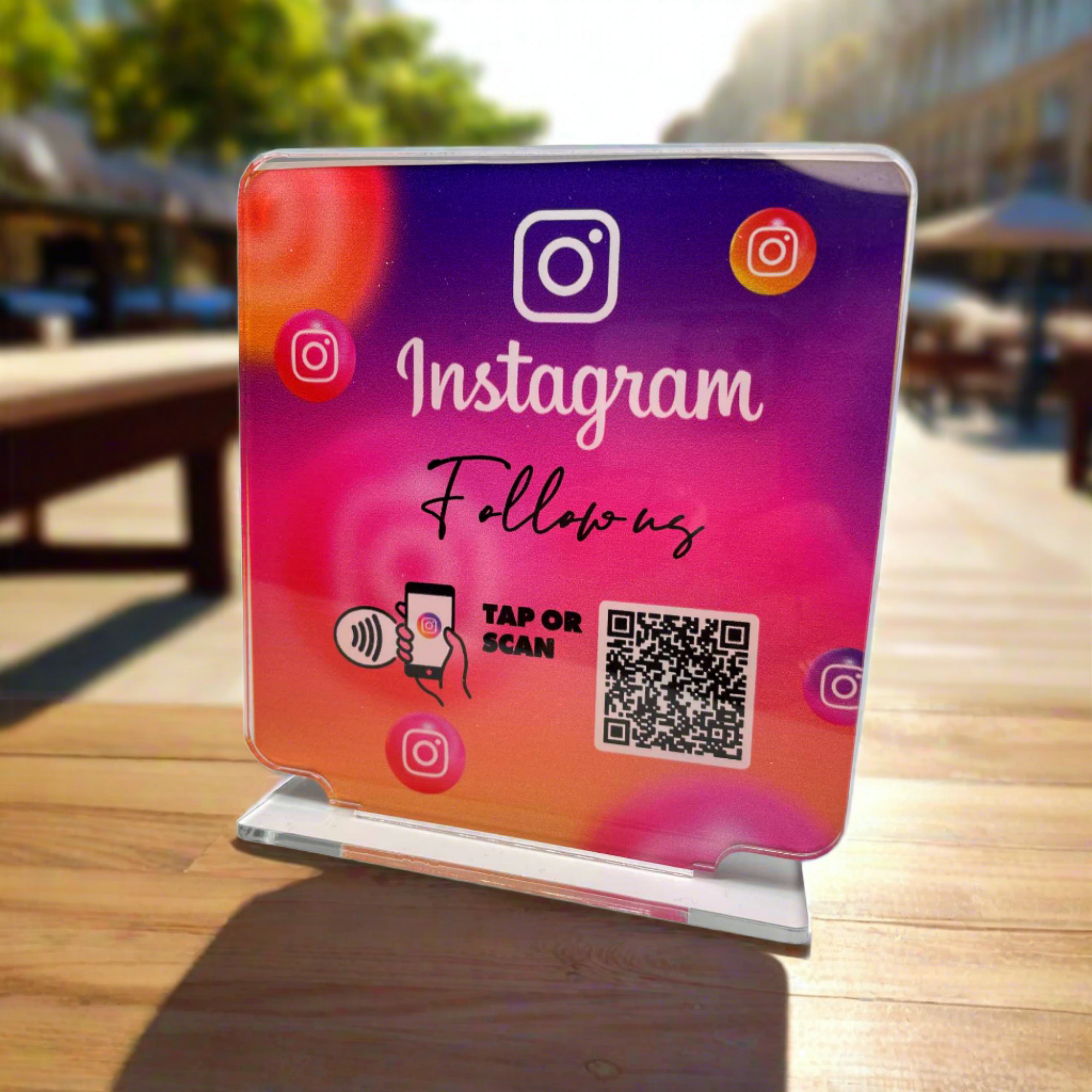 Smart-Tap, Instagram Table Talker με NFC/QR Code, T-Shape χωρίς το λογότυπο σας. Σχέδιο 4