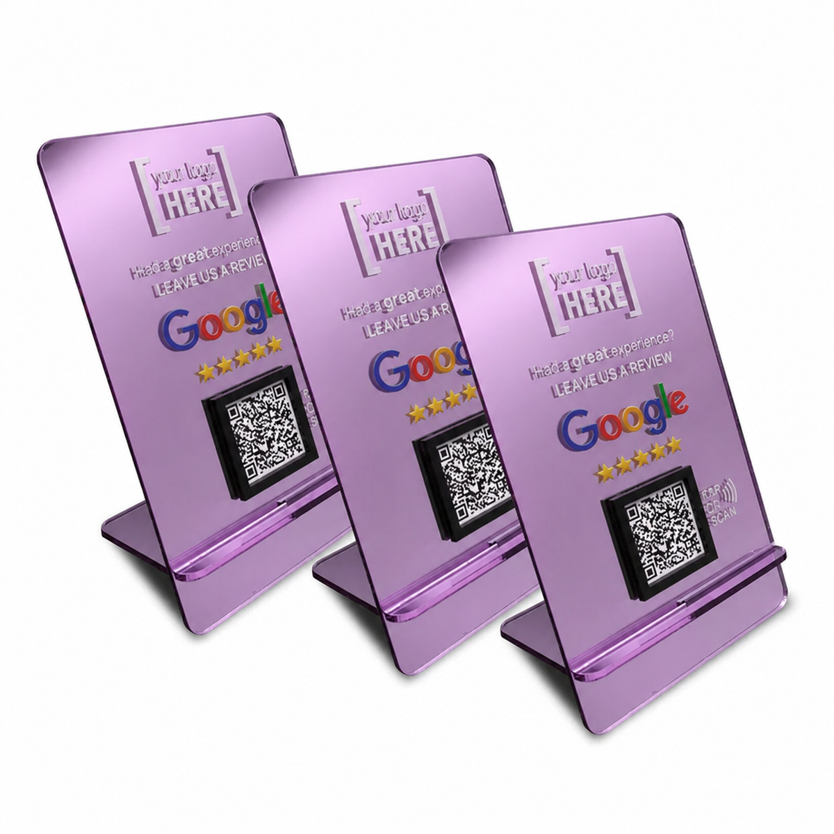 Google Review Table Talker L-Shape Flat Ροζ-Χρυσό / Ροζ-Φούξια Καθρέφτης με το λογότυπό σας