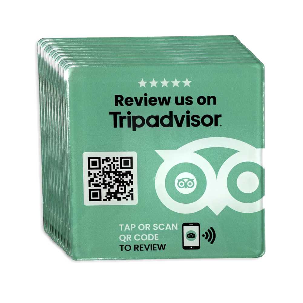 Smart-Tap, Tripadvisor table Coaster με NFC/QR Code, χωρίς το λογότυπο σας. Σχέδιο 1. Σετ 10 τεμαχίων