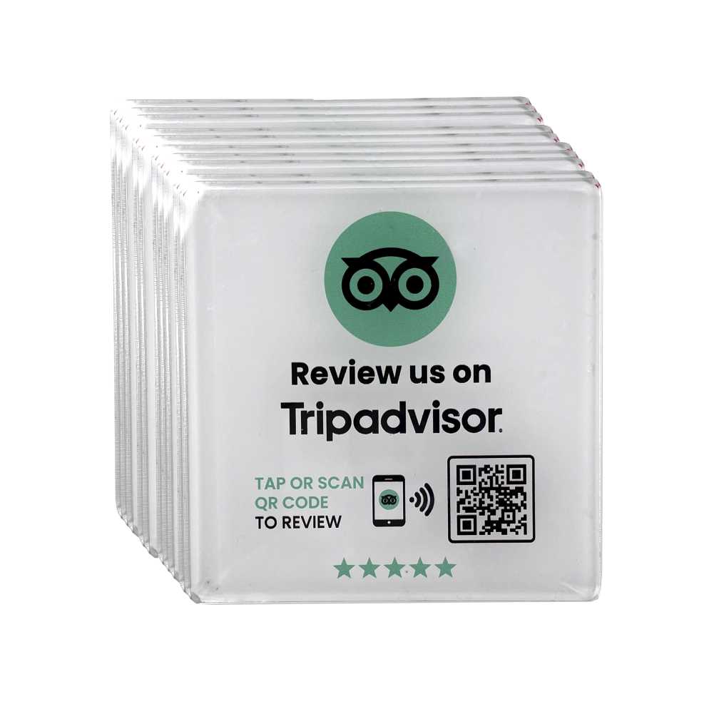 Smart-Tap, Tripadvisor table Coaster με NFC/QR Code, χωρίς το λογότυπο σας. Σχέδιο 2. Σετ 10 τεμαχίων
