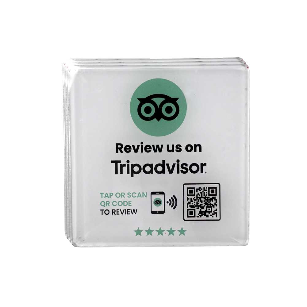 Smart-Tap, Tripadvisor table Coaster με NFC/QR Code, χωρίς το λογότυπο σας. Σχέδιο 2. Σετ 3 τεμαχίων