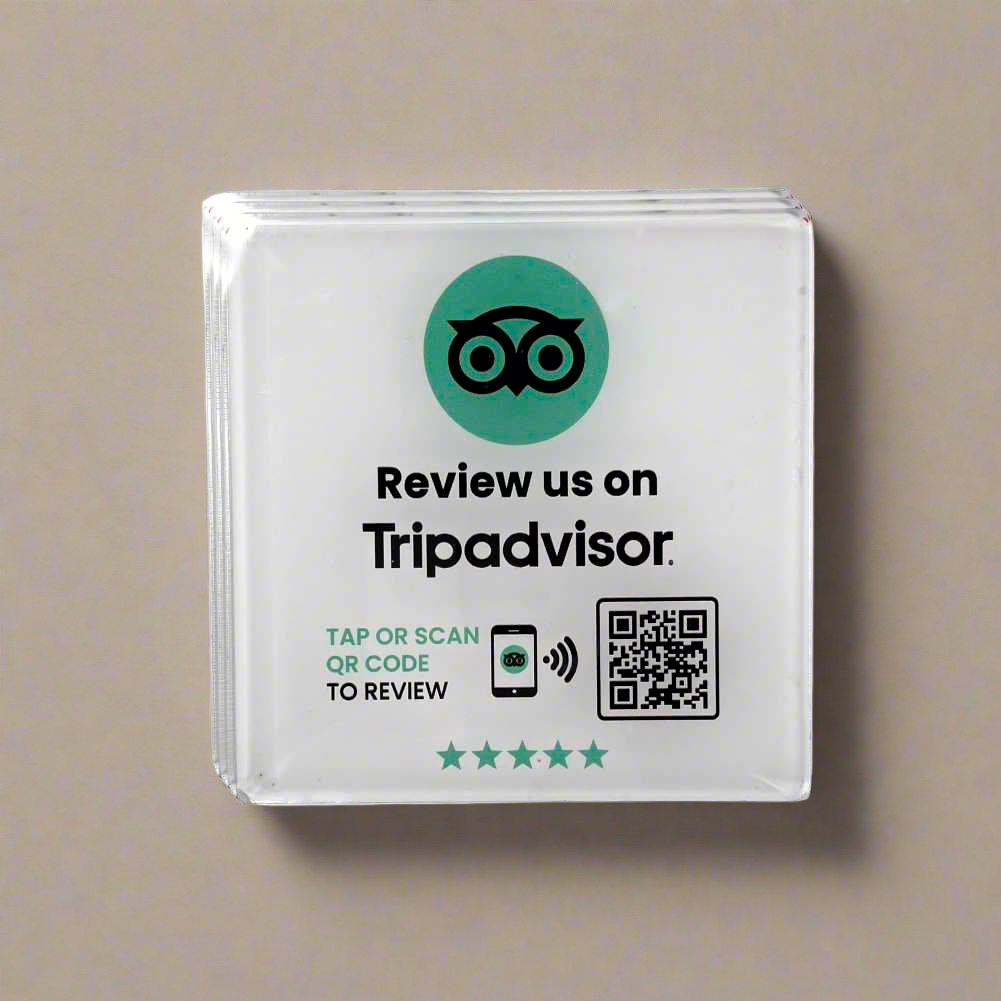 Smart-Tap, Tripadvisor table Coaster με NFC/QR Code, χωρίς το λογότυπο σας. Σχέδιο 2. Σετ 3 τεμαχίων