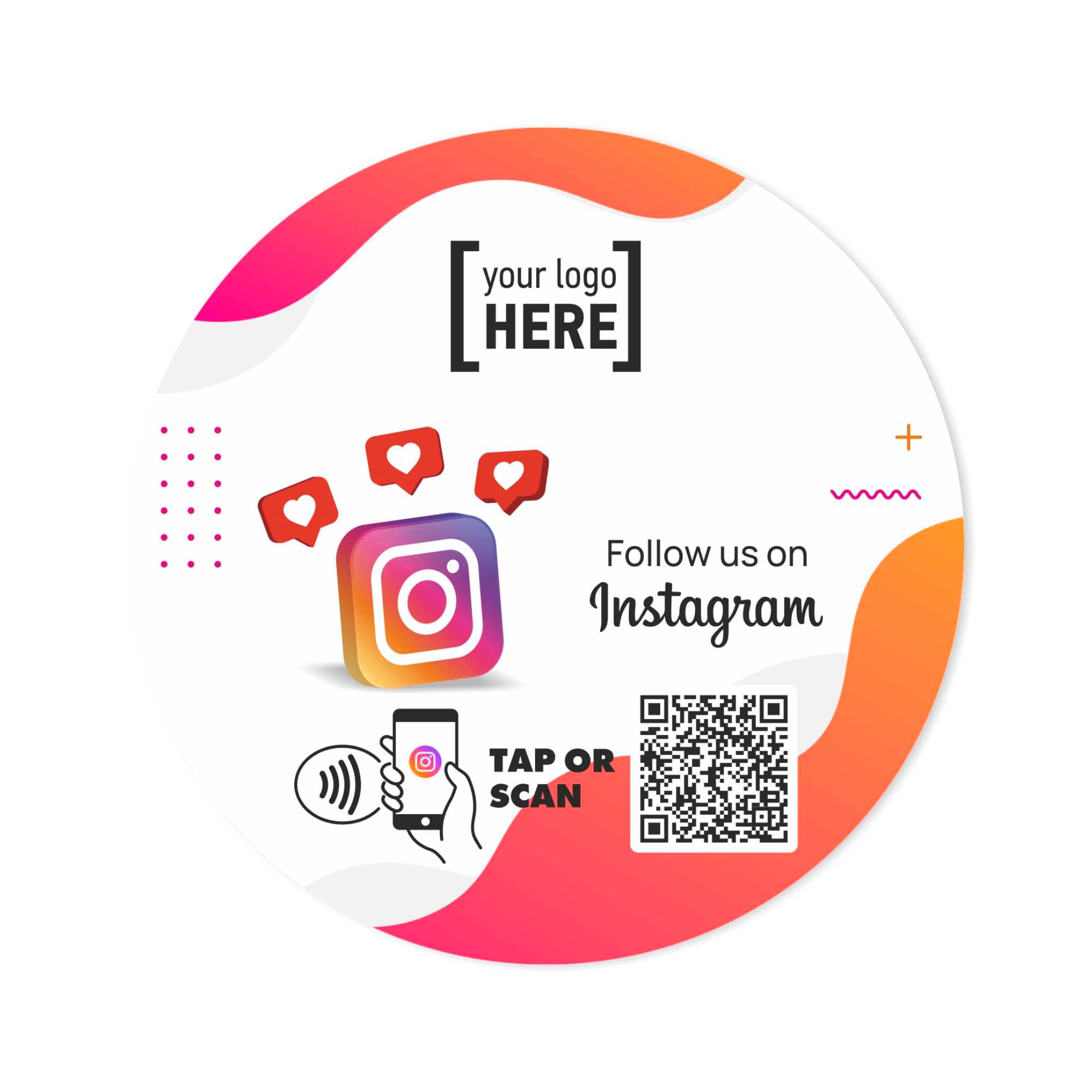 Smart-Tap, Instagram sticker με NFC/QR Code με το λογότυπο σας. Σχέδιο 1.