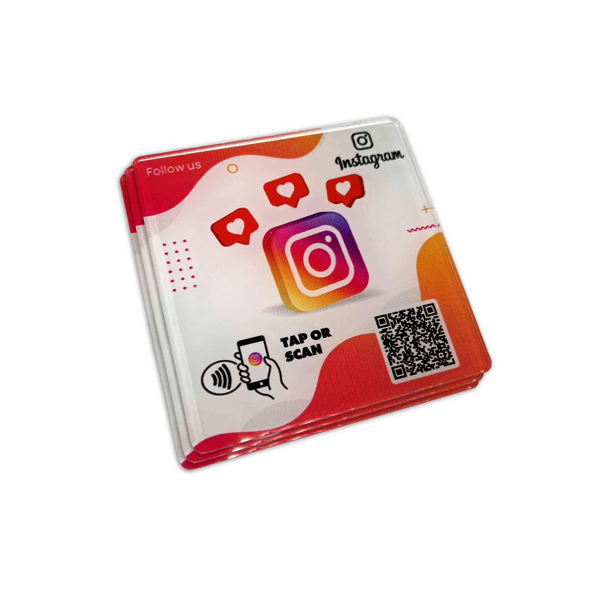 Smart-Tap, Instagram table Coaster με NFC/QR Code χωρίς το λογότυπο σας. Σχέδιο 1. Σετ 3 τεμαχίων