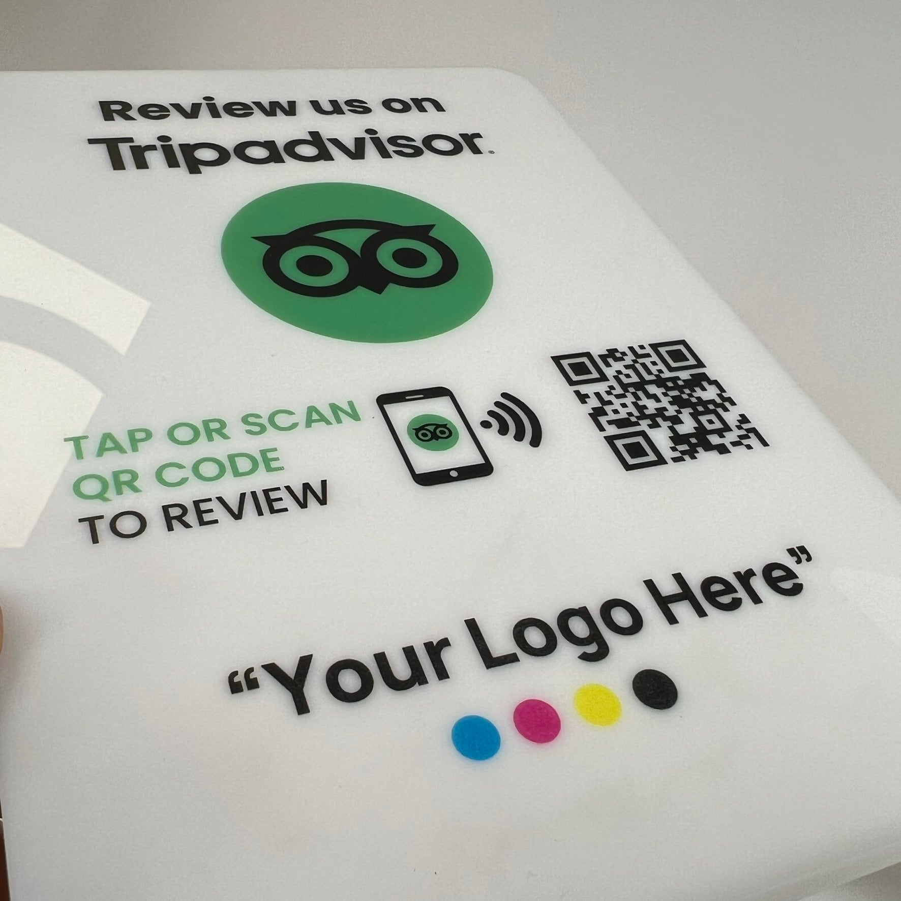 Tripadvisor Review Table Talker L-Shape με το λογότυπό σας.