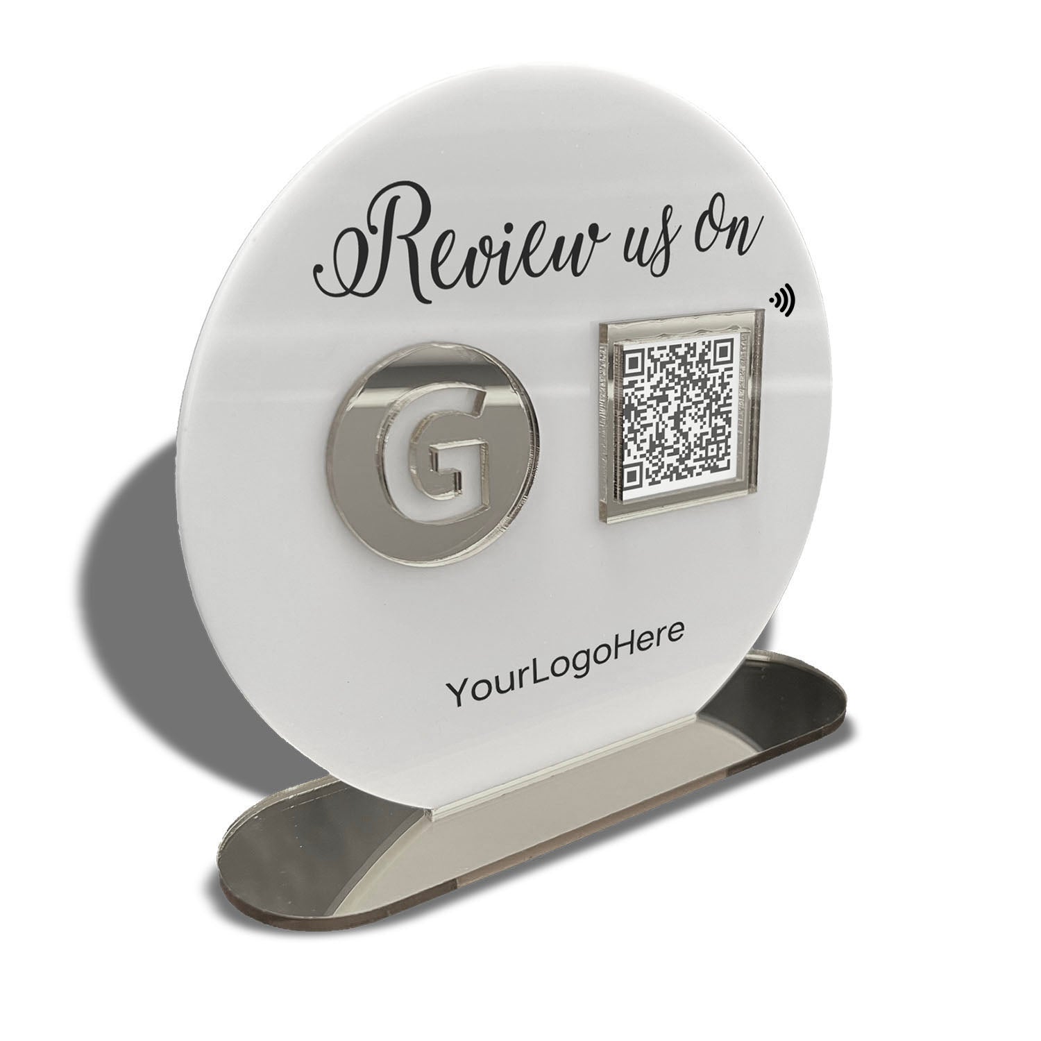 Google Review Table Talker O-Shape με το λογότυπό σας.