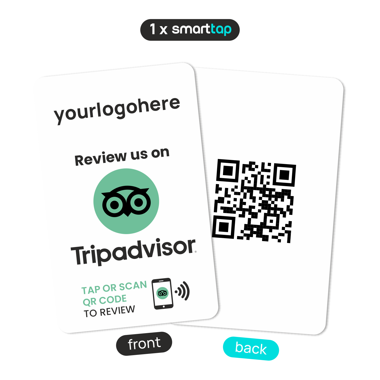 NFC TripAdvisor Review Card PVC-Μαύρη ή Άσπρη με το λογότυπό σας