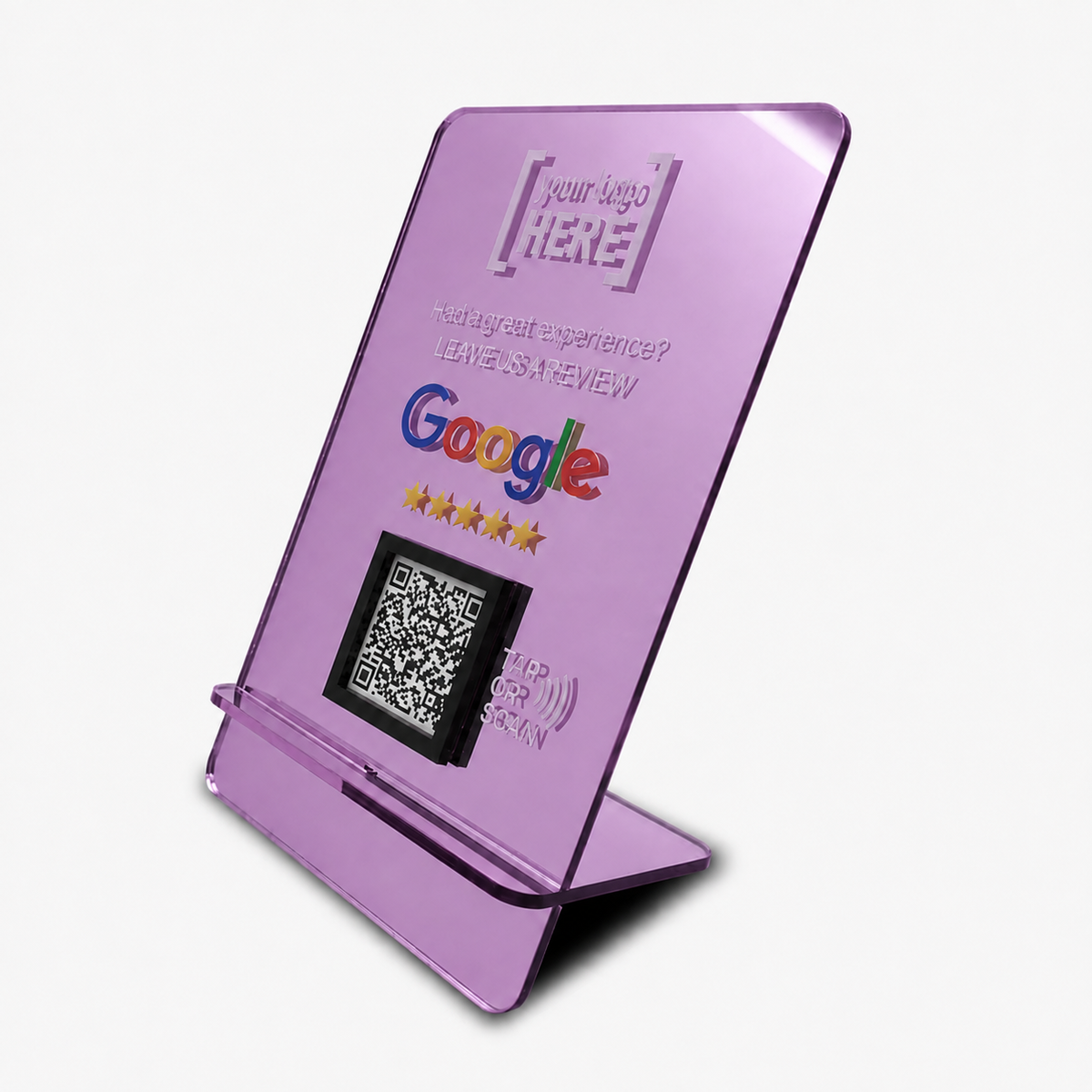Google Review Table Talker L-Shape Flat Ροζ-Χρυσό / Ροζ-Φούξια Καθρέφτης με το λογότυπό σας