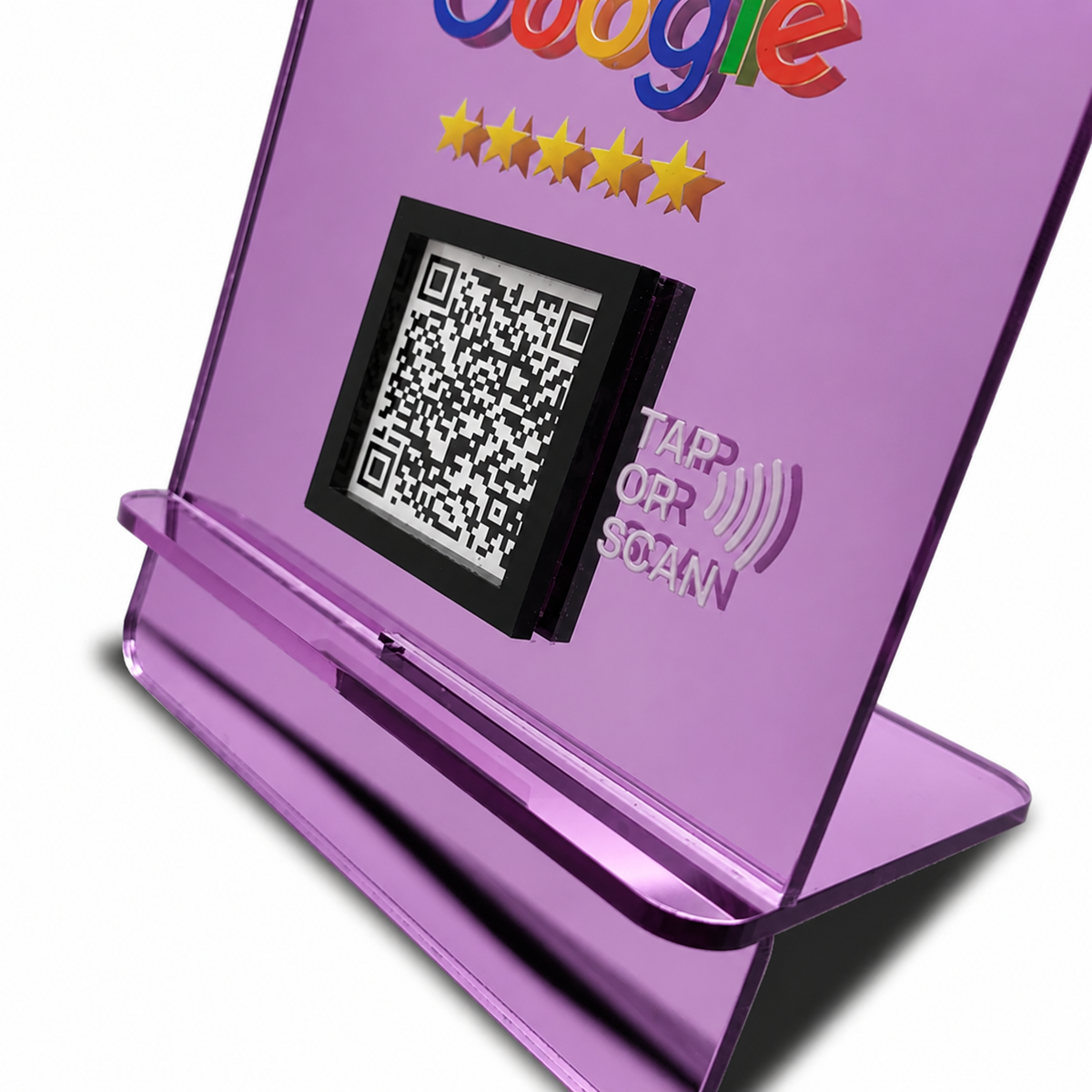Google Review Table Talker L-Shape Flat Ροζ-Χρυσό / Ροζ-Φούξια Καθρέφτης με το λογότυπό σας
