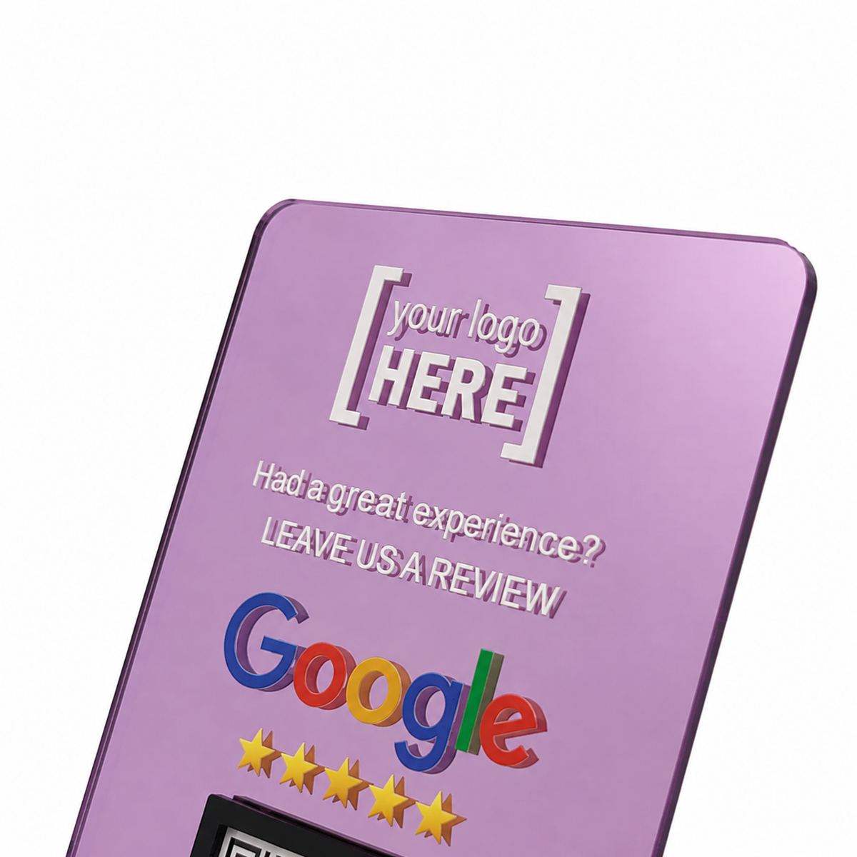 Google Review Table Talker L-Shape Flat Ροζ-Χρυσό / Ροζ-Φούξια Καθρέφτης με το λογότυπό σας