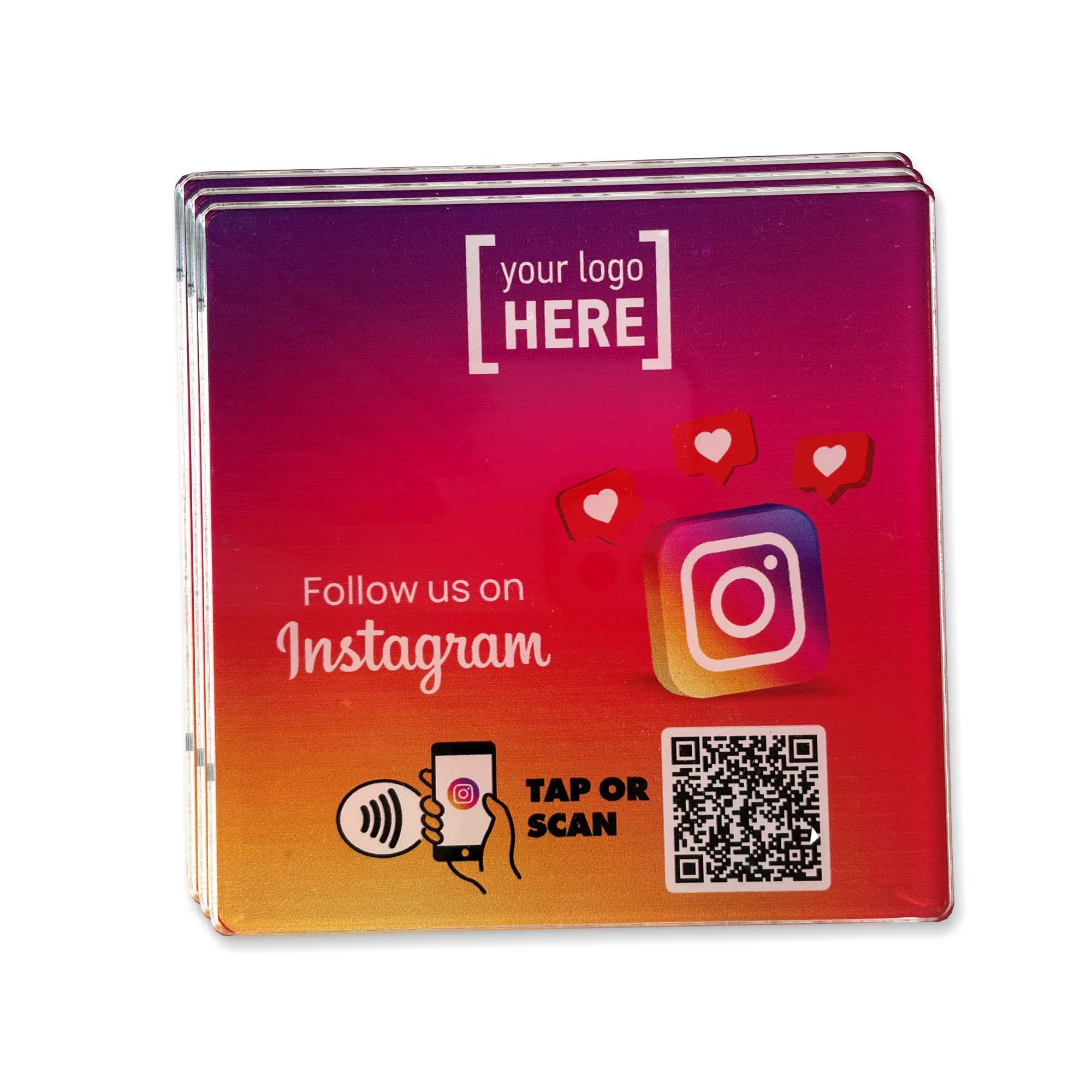 Instagram table Coaster με NFC/QR Code με ή χωρίς λογότυπο