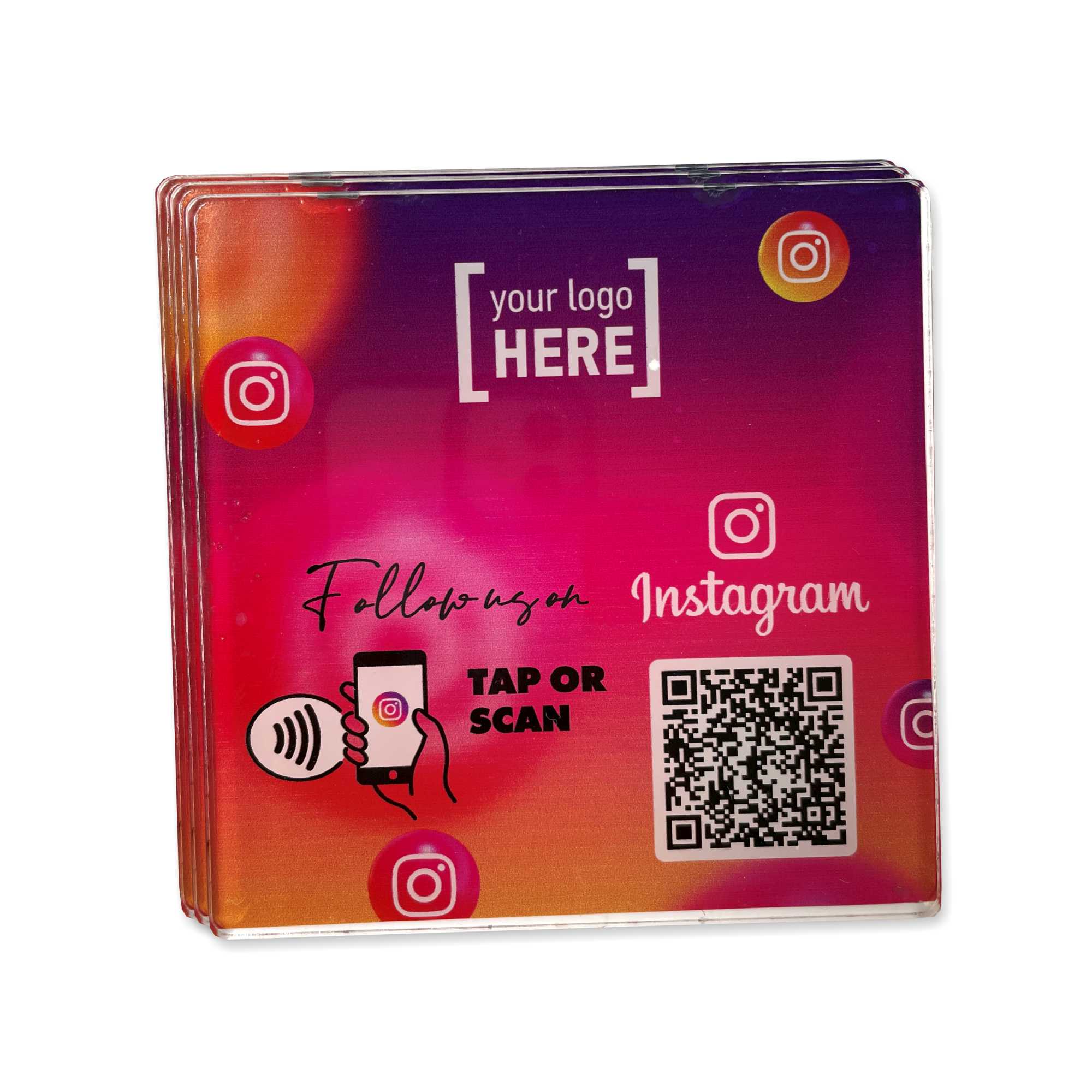 Instagram table Coaster με NFC/QR Code με ή χωρίς λογότυπο