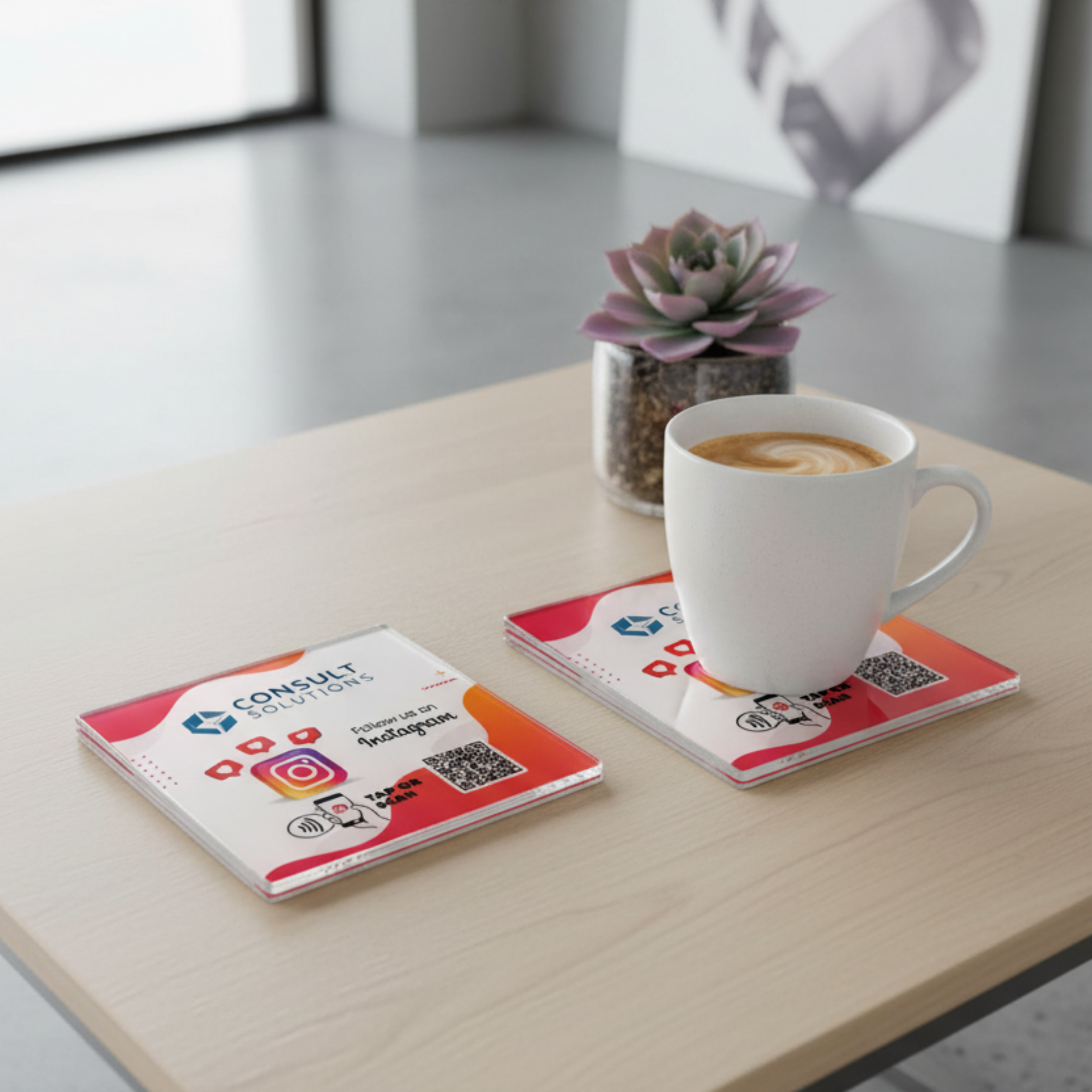 Instagram table Coaster με NFC/QR Code με ή χωρίς λογότυπο