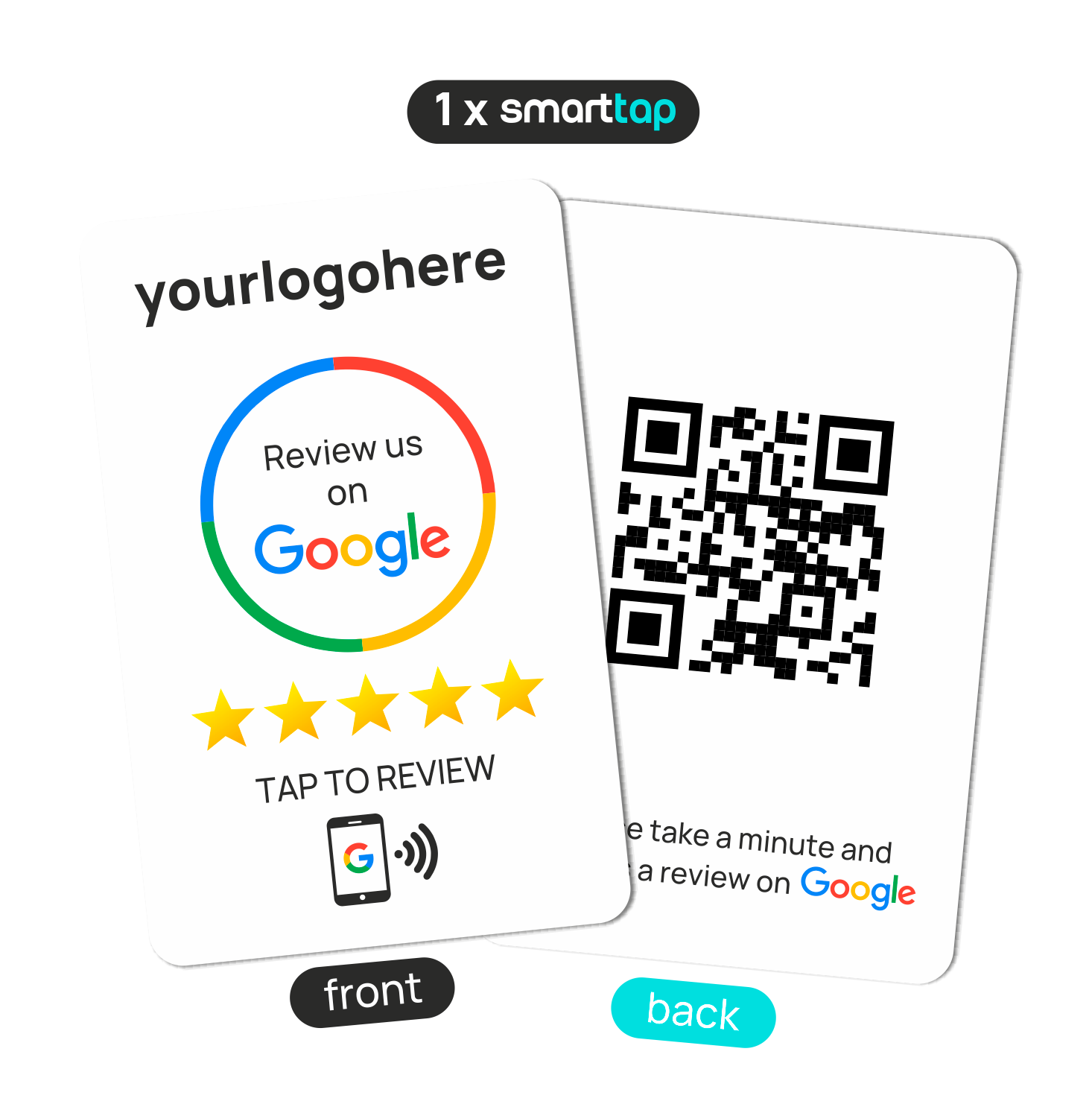NFC Google Review Card (PVCWhite) (With Your Logo)