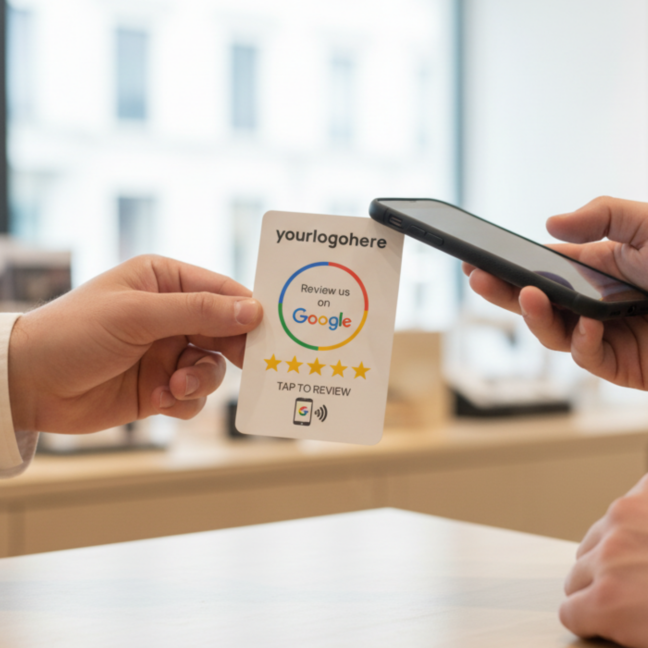 NFC Google Review Card PVC-Λευκή ή Μαύρη με το λογότυπό σας