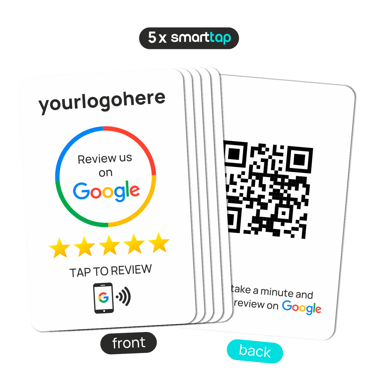 NFC Google Review Card (PVCWhite) (With Your Logo)