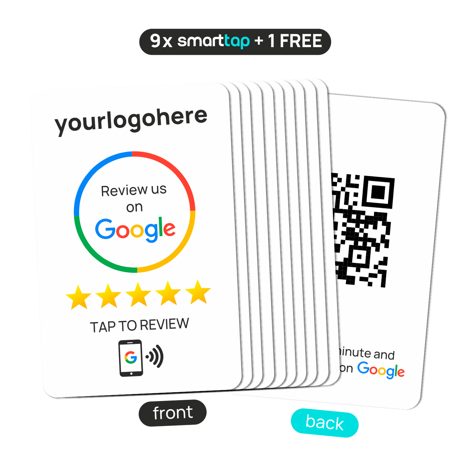 NFC Google Review Card (PVCWhite) (With Your Logo)